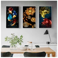 koi fish feng shui carp lotus pond pictures canvas painting wall art for living room home decor no frame