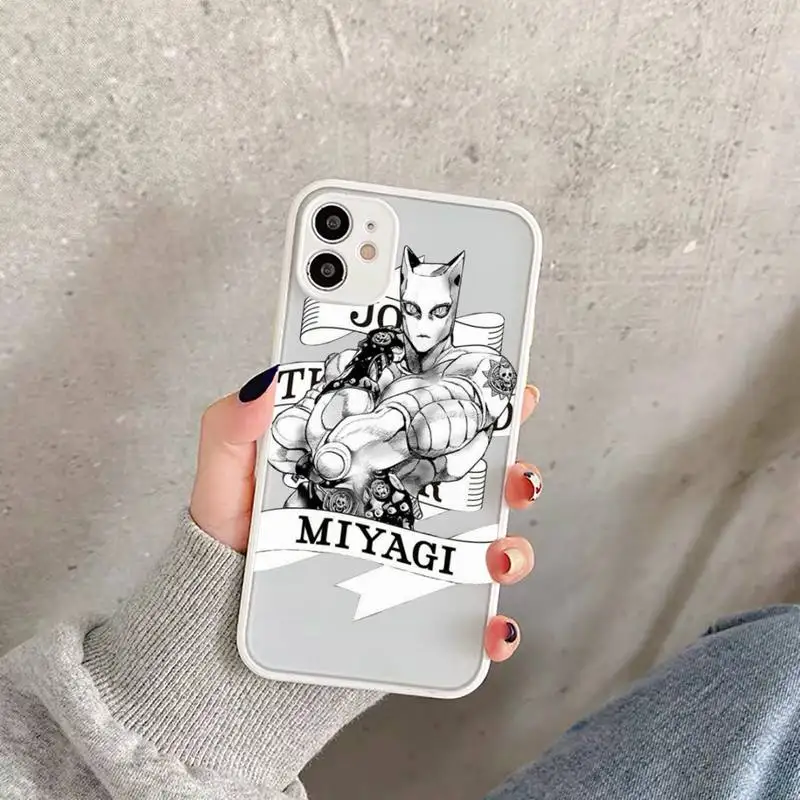

Anime JoJo Killer Queen Phone Case For iPhone 12 11 Mini Pro XR XS Max 7 8 Plus X Matte transparent White Cover