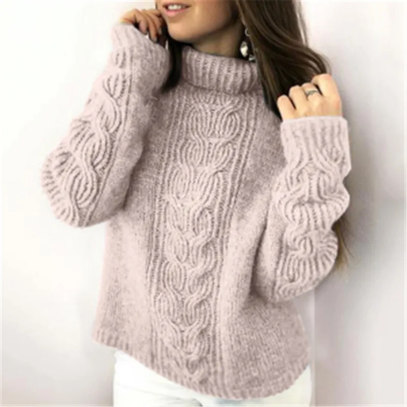 

2020 Elegant Solid Women Sweaters Autumn Winter Tops Turtleneck Sweater Women Thick Warm Pullover Jumpers Knitted Women Sweater