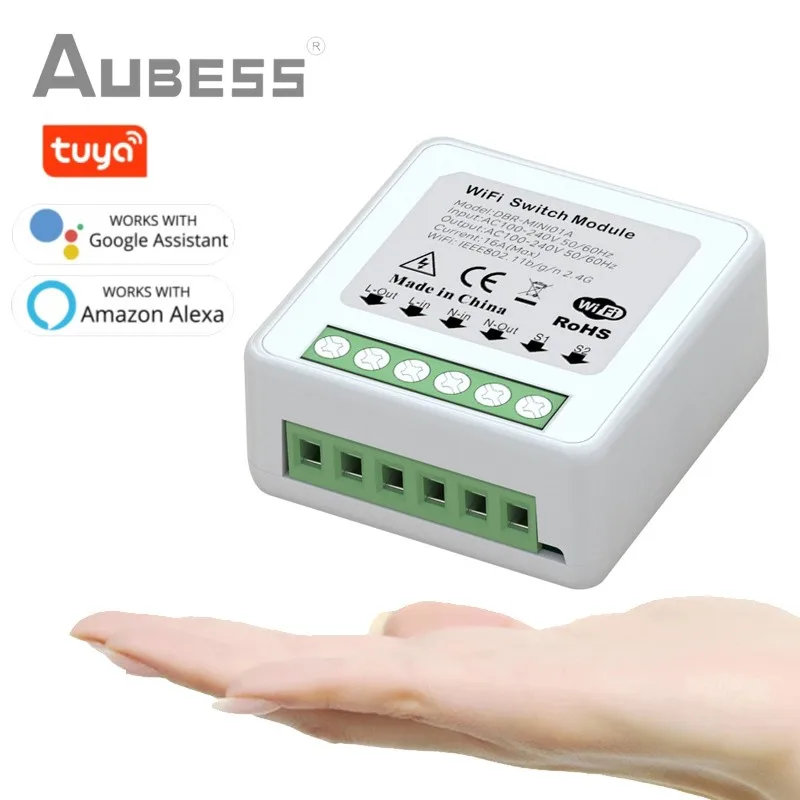 

16A tuya MINI Wifi Smart Switch Module Breaker Timer Wireless Switch Smart Home Automation work With Alexa Google Home