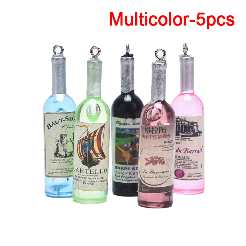 

5Pcs Mini Resin Dollhouse Miniature Wine Bottles Dolls Drink Simulation Furniture Model Toys Dollhouse Accessories