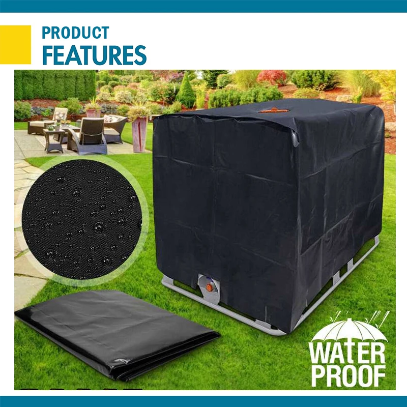 Черный Уличный водонепроницаемый садовый резервуар для воды 1000 литров IBC