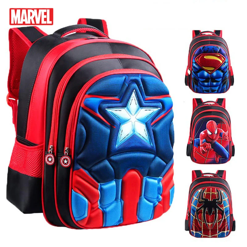MARVEL, Супермен, Бэтмен, Человек-паук, Bacpac, Капитан Америка, детские школьные сумки для мальчиков и девочек, студенческий рюкзак для молодых людей