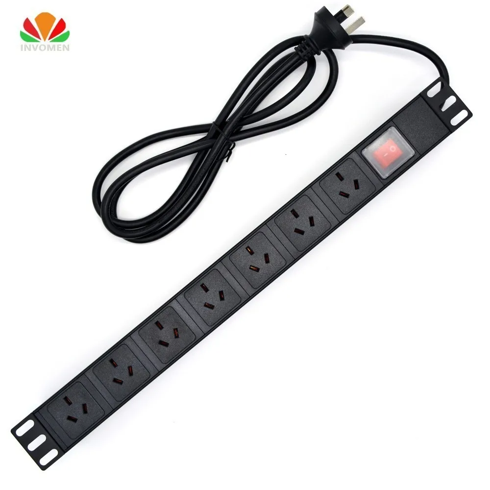 1" 1U 10A 7 блок распределения питания австралийская PDU стойка сетевого шкафа розетки стандартная розетка переключатель полосы питания как NZ