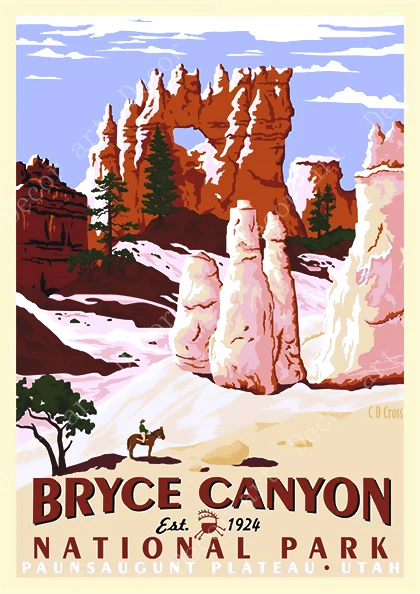 Поп арт Брайс каньон национальный парк Юта путешествия холст картины старинные