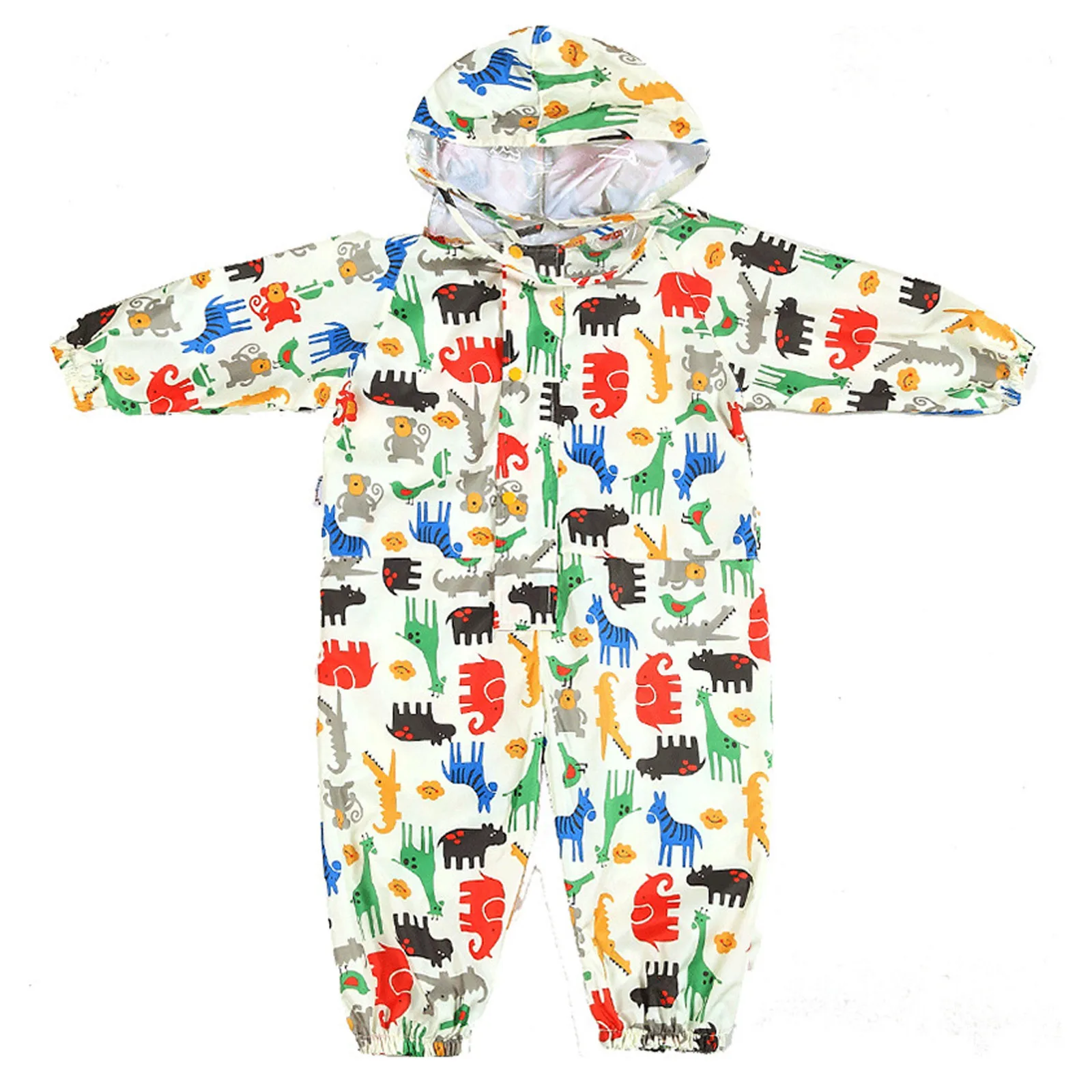 

Fashion Children's Rainwear Kawaii Cartoon Printed One Piece Coats Relective Coverall Casual Rain Hooded Raincoat 2021 In Stock