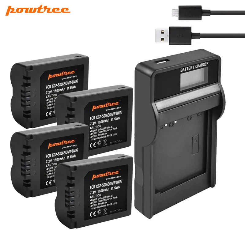 

Powtree 1600mAh CGA-S006 CGA S006 Battery + USB LCD Charger for Panasonic Lumix DMC-FZ28 DMC-FZ7 DMC-FZ8, FZ50, FZ8K, FZ28K