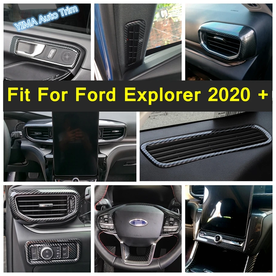 

Carbon Fiber Look Steering Wheel / Door Handle Bowl Panel Cover Trim Fit For Ford Explorer 2020 - 2022 Automotive Accessories