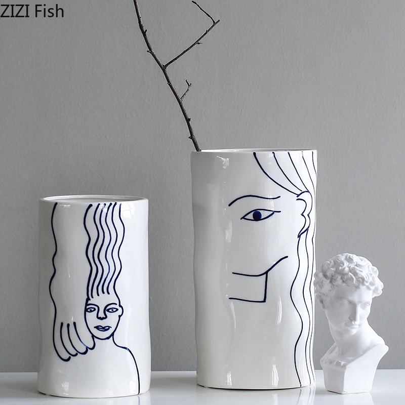 Скандинавские творческие Ins стиль керамическая ваза для лица украшение гостиной