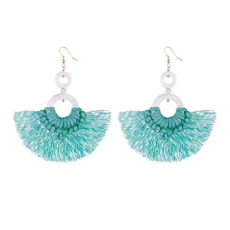 

Handmade BOHO Tassel Drops Earrings Gypsies Fan Fringe Tassel Dangle Drops Earrings
