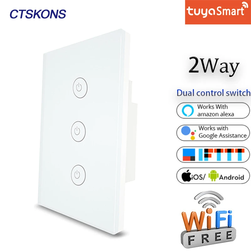 2way WI FI смарт сенсорный выключатель лестничный поддержка установки приложение Tuya