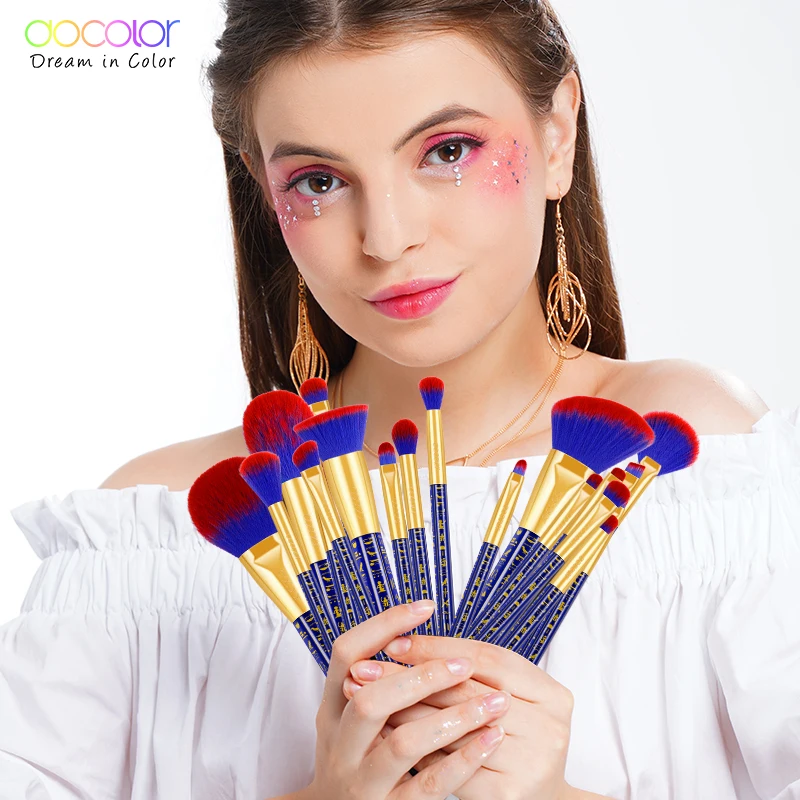 Docolor 19 шт. египетские кисти для макияжа Премиум Синтетический тональный крем