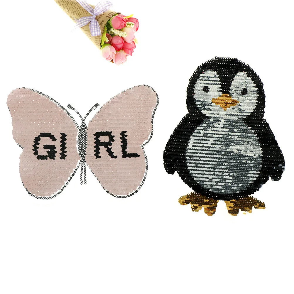 1 шт. аппликация ручная вышивка нашивки пайетки пингвин Бабочка для одежды сделай