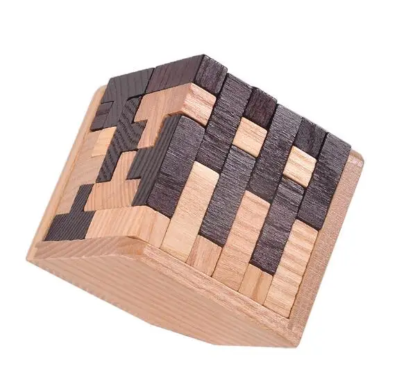 Классический сложный 3D IQ деревянный пазл головоломка логика тетрис плитка пазлы