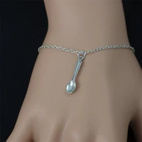 tiny spoon bracelet spoon charm on silver color chain utensil pendant bracelet adjustable bracelet baker gift