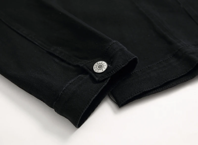 

Black White Patchwork Denim Jacket Men Long Sleeve Button Down Jeans Shirts Mens Clothes Jeans Jacket Leisure Cowboy Clothing
