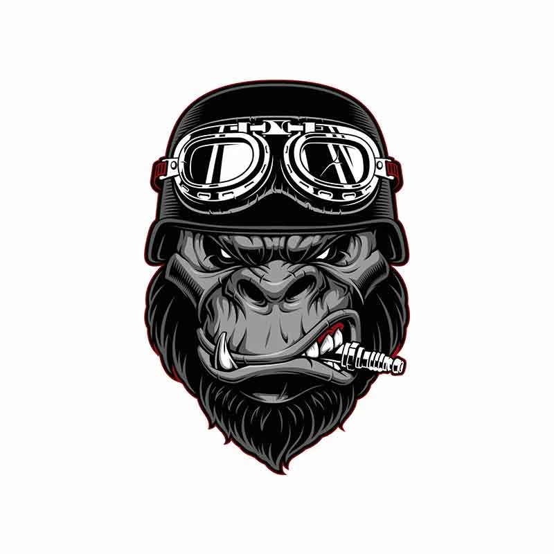 

Автомобильная наклейка для Gorilla Biker, мультяшная наклейка на автомобиль, шлем, мотоциклетный солнцезащитный виниловый бампер JDM, графика для ...