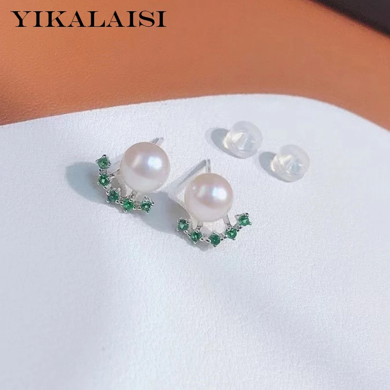 

YIKALAISI 925 Sterling Silver Earrings Jewelry For Women 6-7mm Oblate Natural Freshwater Pearl Earrings 2021 New Wholesales