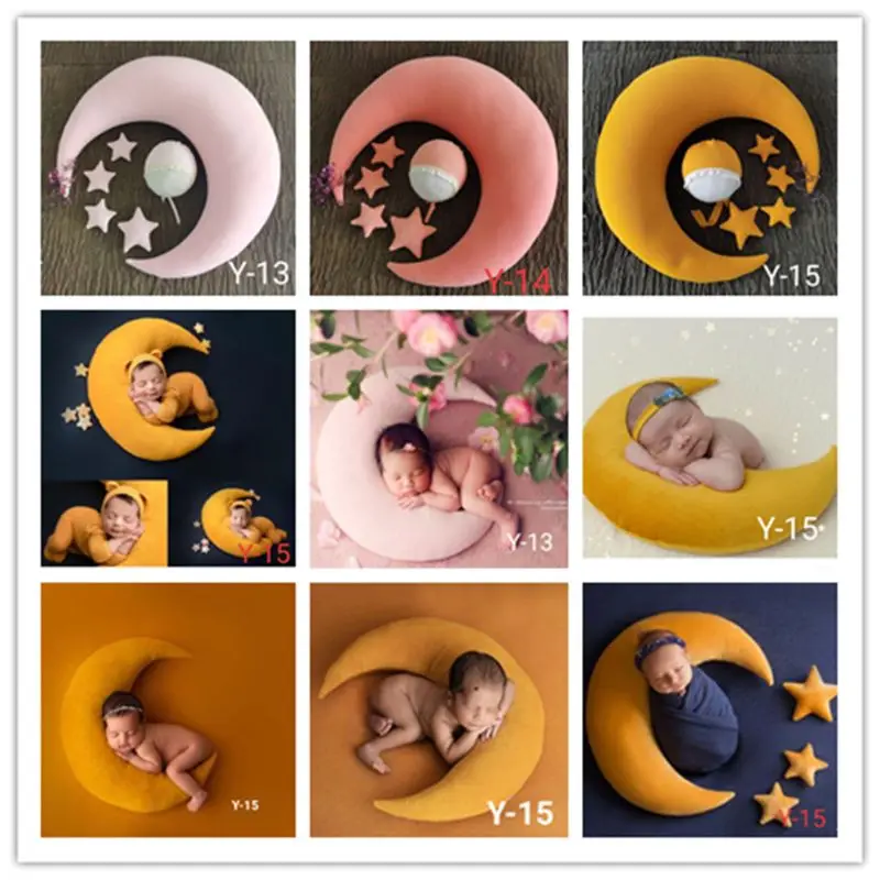 Baby Hat Posing Beans Moon Pillow Stars Set Infants Photo Shooting Accessories Newborn Photography Props