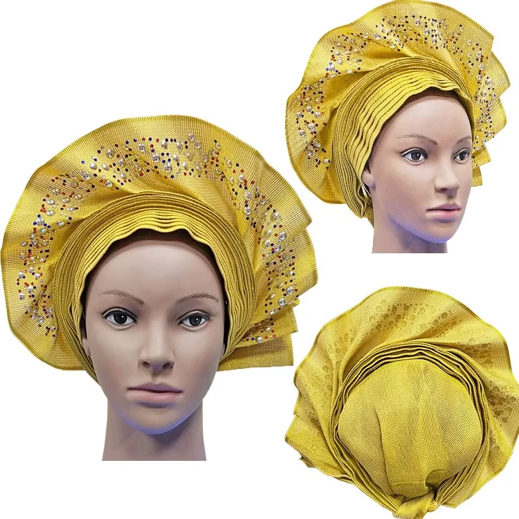 Африканский ASO OKE Gele головное украшение высокого качества нигерийский традиционный свадебное использование 013 Авто Gele
