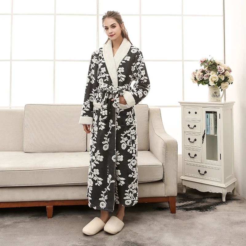 European and American craftsmanship jacquard double-layer thickened flannel pajamas for couples