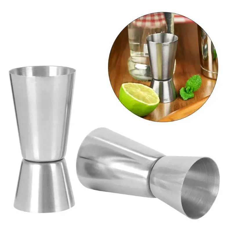 25/50 мл Нержавеющая сталь коктейльное мерный стаканчик двойной измерения выстрел