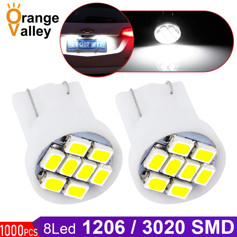 

1000 шт. Оптовая Продажа T10 W5W 8 светодиодов 194 501 1206 SMD авто Внутреннее освещение клин инструменты для дверцы боковая лампа постоянного тока 12 В
