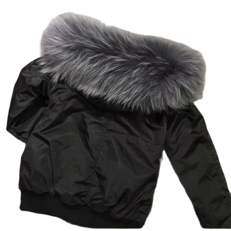 Черная летная куртка бомбер серая меховая подкладка повседневная одежда зимнее