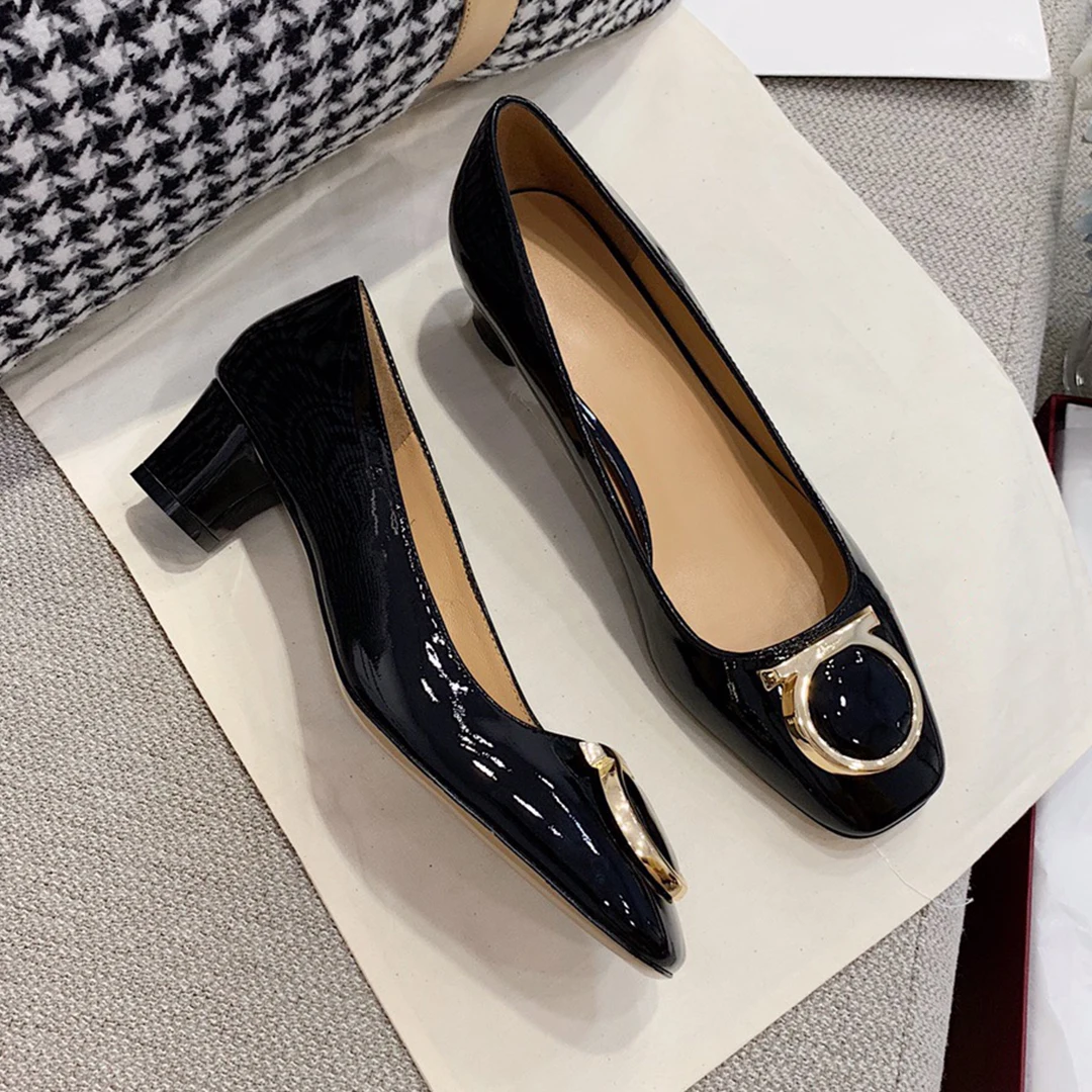 

2CM and 4CM Heel Women Genuine Leather Shoes Pumps Real Cowhide Vachette Clasp Design Wedding Shoes For Lady DB029