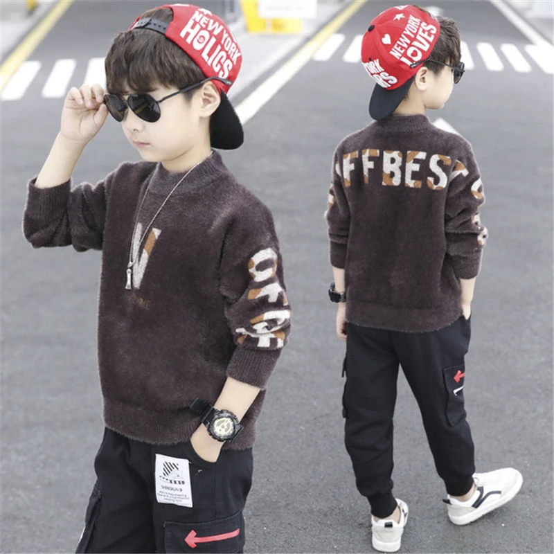 

New Arrive Knitting Spring Autumn Winter Sweater Baby Boys Kids Children's Warm Plus Velvet Thicken Top High Quality