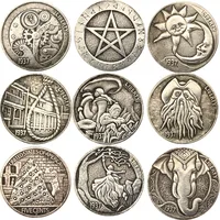 Монеты из серии "хобо никель" с разными интересными гравировками, 13 разновидностей