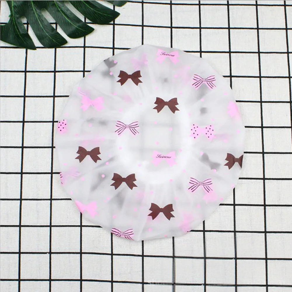 

1Piece Thicken Elastic PE Lace Shower Cap Women Spa Oil-proof Waterproof Bathing Cap Accessory Hair Salon Bathroom Product