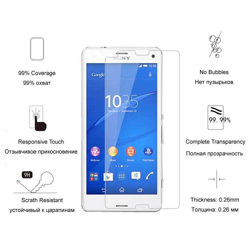 

2pcs For Sony Xperia Z3 Compact Tempered Glass Protective Glass Film Screen Protector For Sony Xperia Z3 Compact Glass