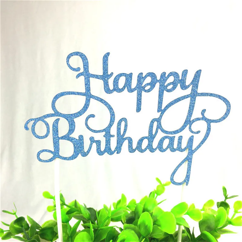Топпер для торта 1 шт. Блестящий с днем рождения Cakefor Cake Gold Gillter Flag for family Birthday party