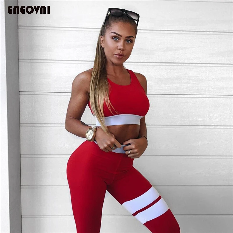 

2020 Summer Autumn Women Backless Skinny Bodysuit Two Piece Set Sleeveless Of Sport Gym Clothing Women Fitness Suit Overalls