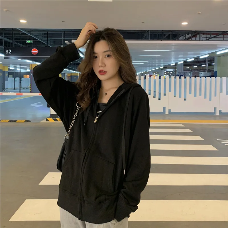 

Zip Up Sweatshirt Spring Autumn Jacket Clothes oversize Hoodies Women plus size Vintage Pockets Long Sleeve Casual Large Coats