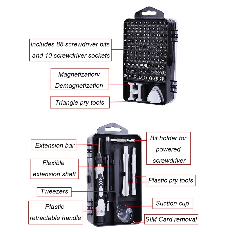 

Mini 115 In 1 Screwdriver Set 98 PCS Precision Screwdriver Bits Computer Mobile Phone Disassembly And Repair Screwdriver Tool