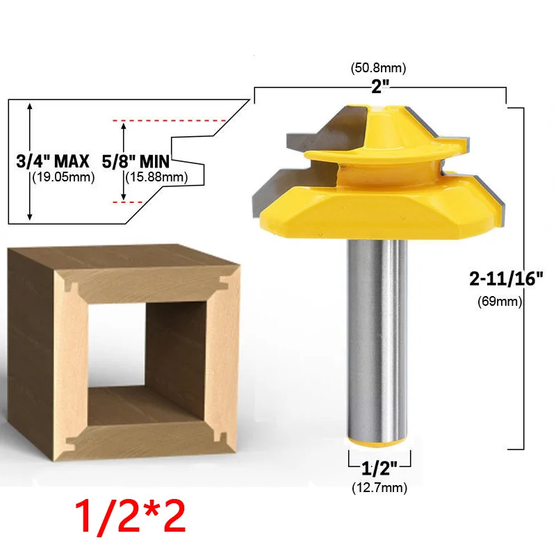 1 шт 45 градусов Концевая фреза для создания соединений в Ус с врезкой 1/4