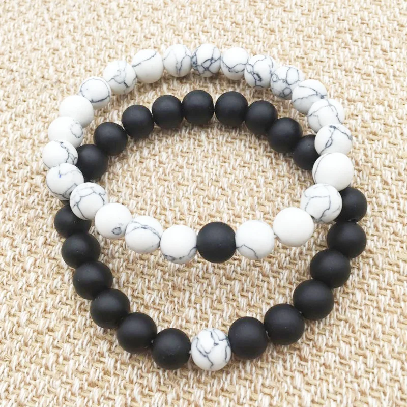 1/2 шт. Модный натуральный браслет из натурального камня для мужчин и женщин пара