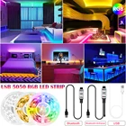 Светодиодный светильник полоски Bluetooth Инфракрасный пульт Гибкая RGB 5050 USB сзади светильник лампа белый теплый свет ночи Люминесцентная строка