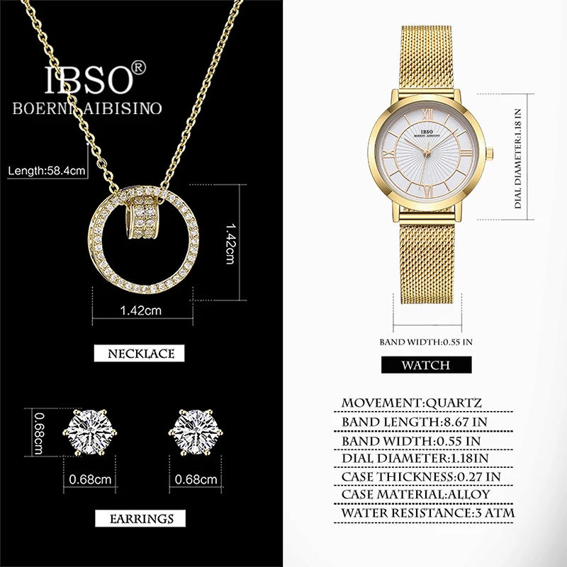 Набор романтических восьмиугольных женских часов IBSO рождественский подарок