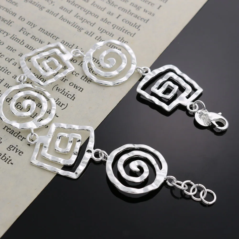 

925 Sterling Silver Jewelry Fashion Screw Lines Chain 8 Inch Bracelet Woman's Classic Clothes With Gifts SL481