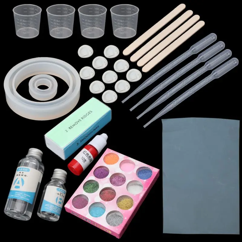 

DIY Epoxy Resin Ring Bracelet Molds Jewelry Making Tool Kit With Resin AB Glue