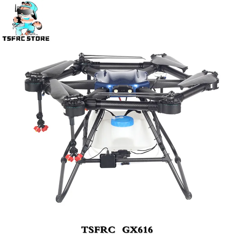 

TSFRC GX616 16L умный сельскохозяйственный беспилотный уровень 16 кг 6-осевой Дрон для защиты растений рама с hobbywing X8 Powertrain комбинация