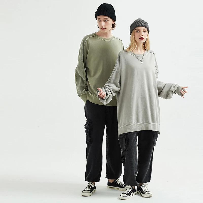 

autumn 2021 spring and street lazy wind side seam casual long-sleeved fashion hoodie trendy men's trendy women's hoodie