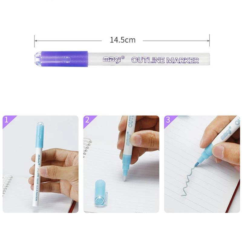 

8 pcs/set Double-line Fantasy Highlighter Marker Pen Magic Art Outline Marker DIY Drawing Painting Pen Office School Supplies
