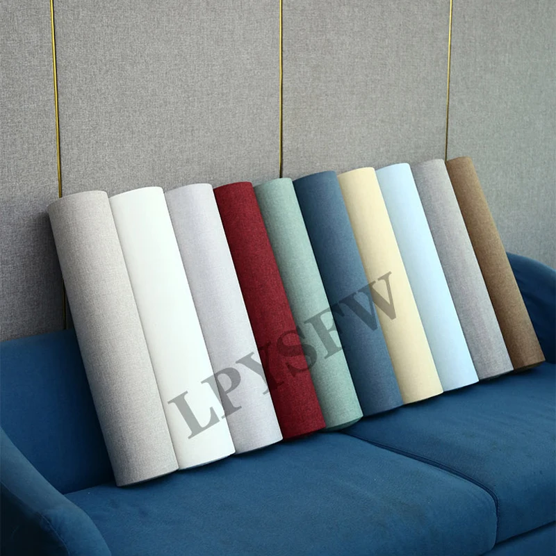 latest linen self adhesive wall cloth wallpaper home bedroom living room tv background wall decor light luxury 3d wall stickers free global shipping