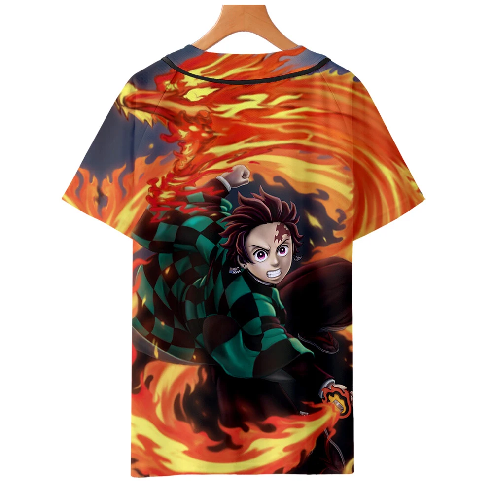Demon Slayer: Kimetsu no Yaiba бейсбольная футболка полиэстер Горячие мужские модные летние бейсбольные футболки Новые повседневные футболки