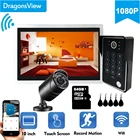 Видеодомофон Dragonsview, беспроводной дверной звонок 10 дюймов с Wi-Fi, 1080P, сенсорный экран, запись, разблокировка паролем