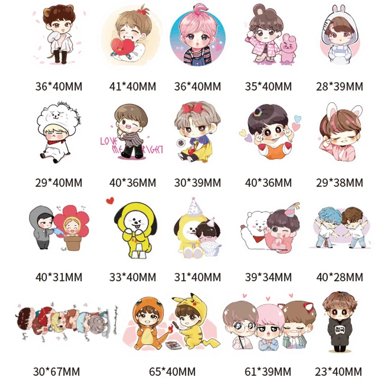 40 pieces of K pop Korean set Bangtan boys kawaii pegatinas stickers hand account sticker pack girl stickers cartoon stickers